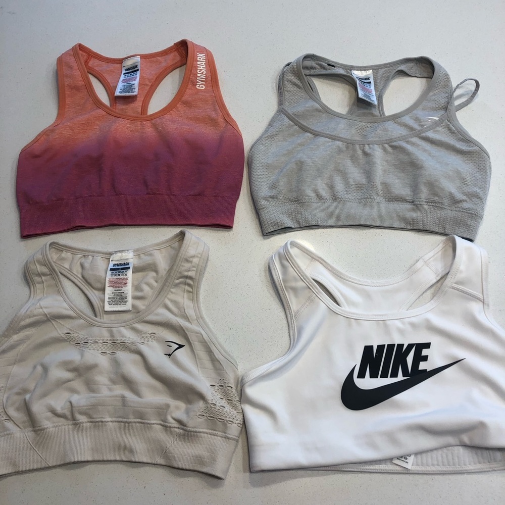 Set of 4 EUC Sports Bras - 3 Gymshark 1 Nike Size Small